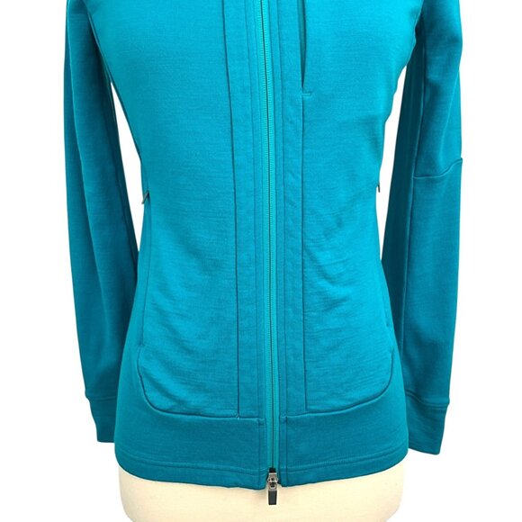 Icebreaker Quantum II Hoodie Jacket Blue Full Zip 100% Merino Wool Size XS - Picture 3 of 13